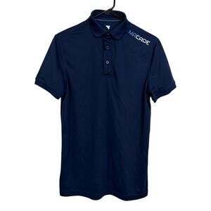 Macade Golf Shirt Mens Medium Navy Short Sleeve Button Up Logo Sports Preppy
